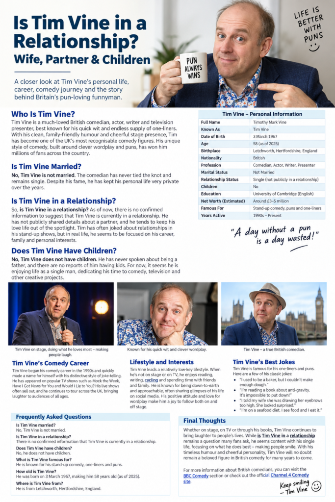 Is Tim Vine in a Relationship? Wife, Partner & Children